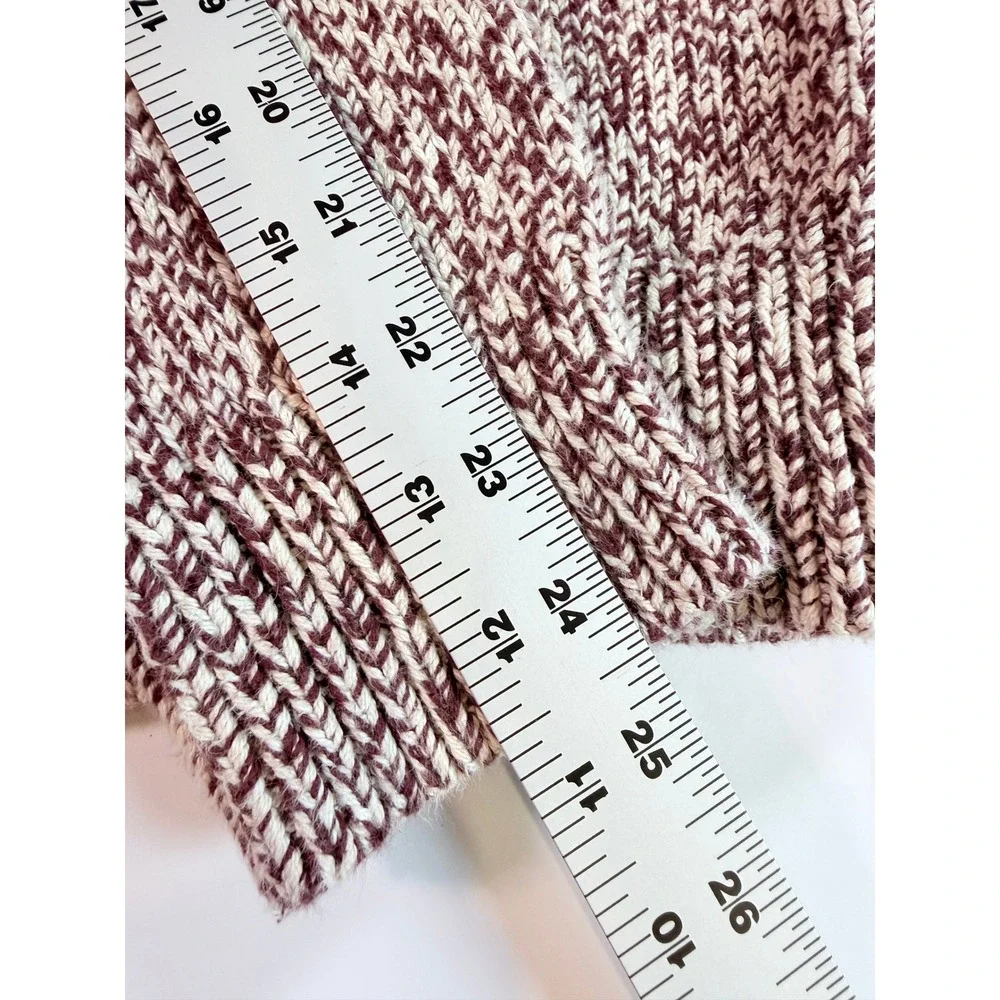 J.Crew Crewneck Sweater Mens Large Burgundy White Cotton‎ Marled Knit BL820